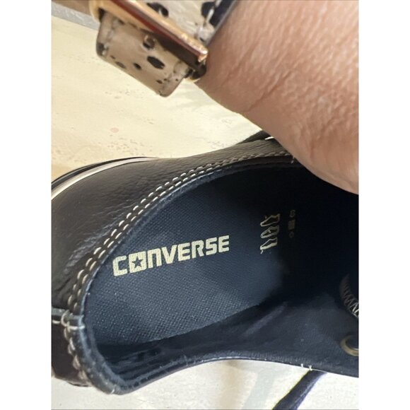 CONVERSE All-Star EUROPEAN Leather Black Low 1J858 Women's US 8.5 Men’s 6.5 - Picture 8 of 9